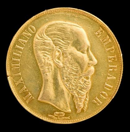 Appraisal: piece Gold Coin Mexico Emperor Maximilian pesos Light even wear