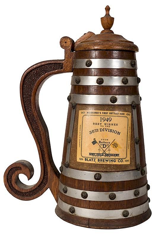 Appraisal: Matthew J Connelly Carved Blatz Brewing Oak Beer Stein World