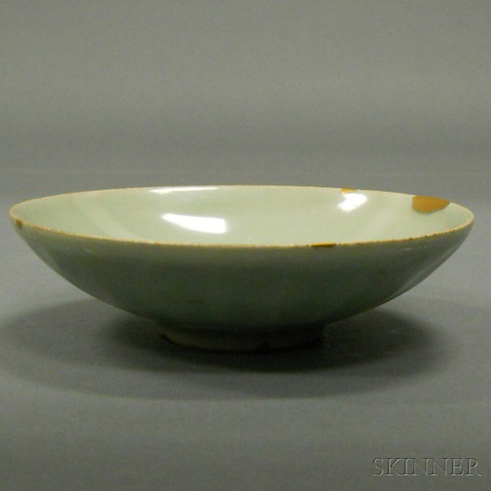 Appraisal: Celadon Dish with Kintsugi Repairs China possibly th century of