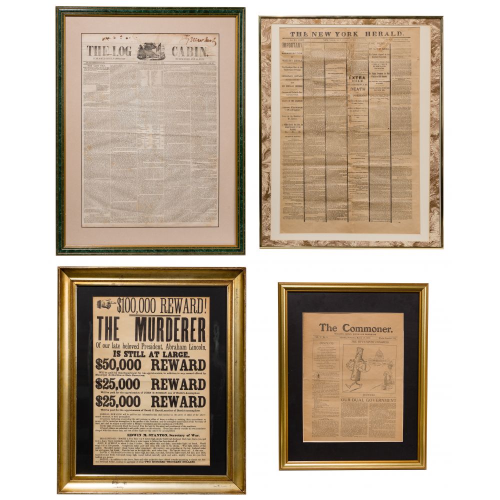 Appraisal: LINCOLN ASSASSINATION AND NEWSPAPER ASSORTMENT items including The New York