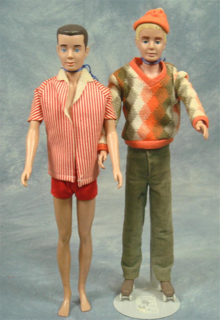 Appraisal: Two vintage molded and flocked hair Ken dolls one in