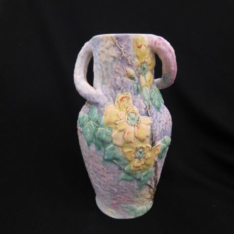 Appraisal: Weller Art Pottery Vase fine raised floral on lilac twist