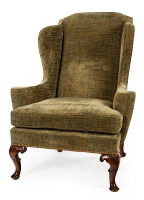 Appraisal: A Howard Sons Queen Anne style upholstered wingback armchair circa