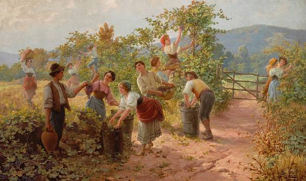 Appraisal: n a Carlo Ferranti Italian - The grape harvest signed