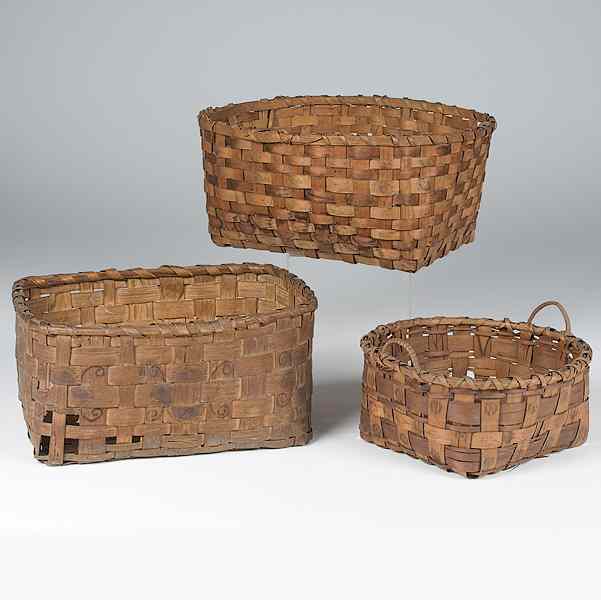 Appraisal: Eastern Woodlands Potato-Stamped Baskets lot of including one with a