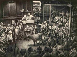 Appraisal: JACKSON LEE NESBITT - PENCIL SIGNED Titled 'Auction Barn' lower