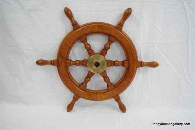 Appraisal: Vintage Oak Brass '' Ships WheelOriginally purchased on the Gulf