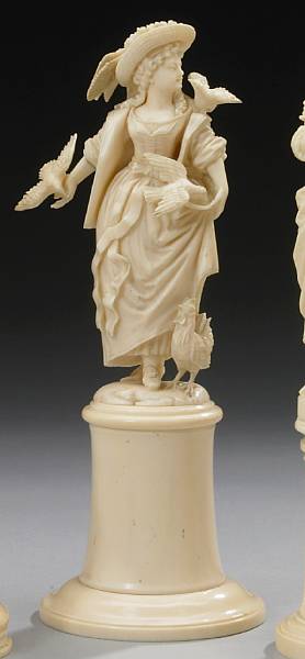 Appraisal: A French carved ivory figure late th century Modeled as