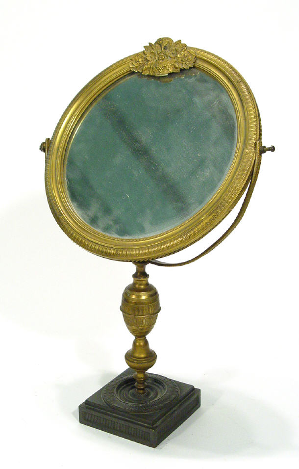 Appraisal: Gilt Ormolu and bronzed Empire style circular pedestal mirror with