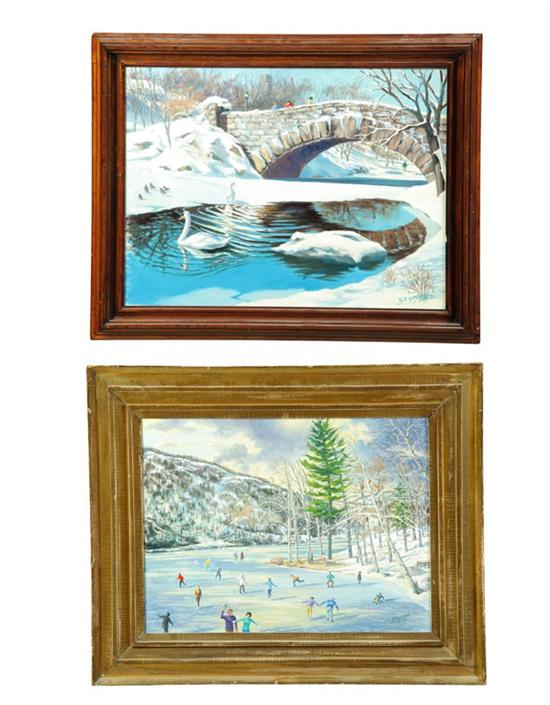 Appraisal: TWO WINTER SCENES BY A C SEAMAN NEW YORK TH