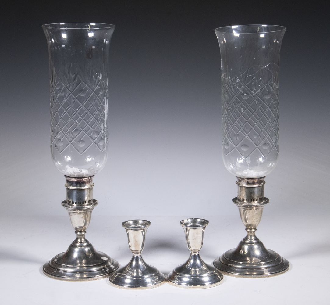 Appraisal: PR STERLING SILVER CANDLESTICKS Both pair with weighted bases including