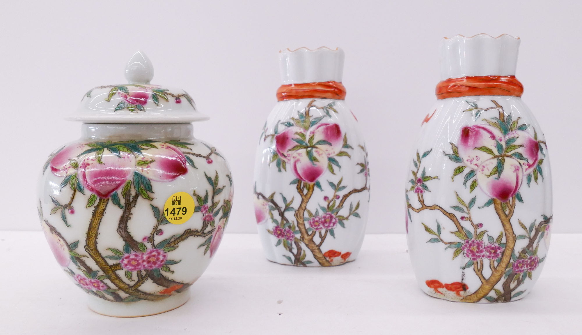 Appraisal: pc Chinese Porcelain Peach Jar Vases- tallest ''