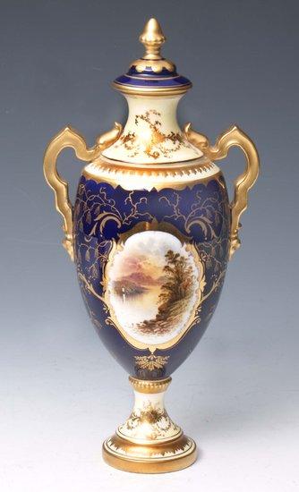 Appraisal: A COALPORT VASE AND COVER of urn form painted with