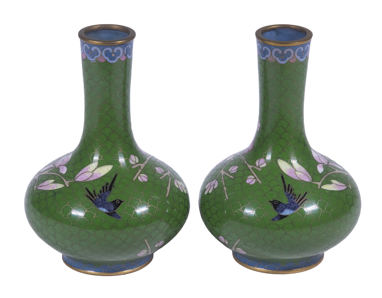 Appraisal: PR CHINESE CLOISONNE VASES Pair of Diminutive Bulbous Cloisonne Vases