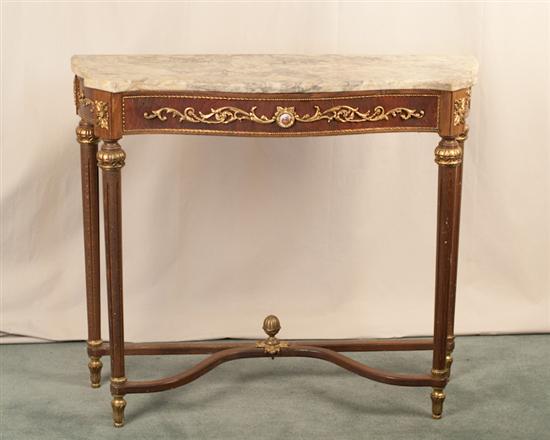 Appraisal: A Marble-top Console Table the cream gold and gray shaped