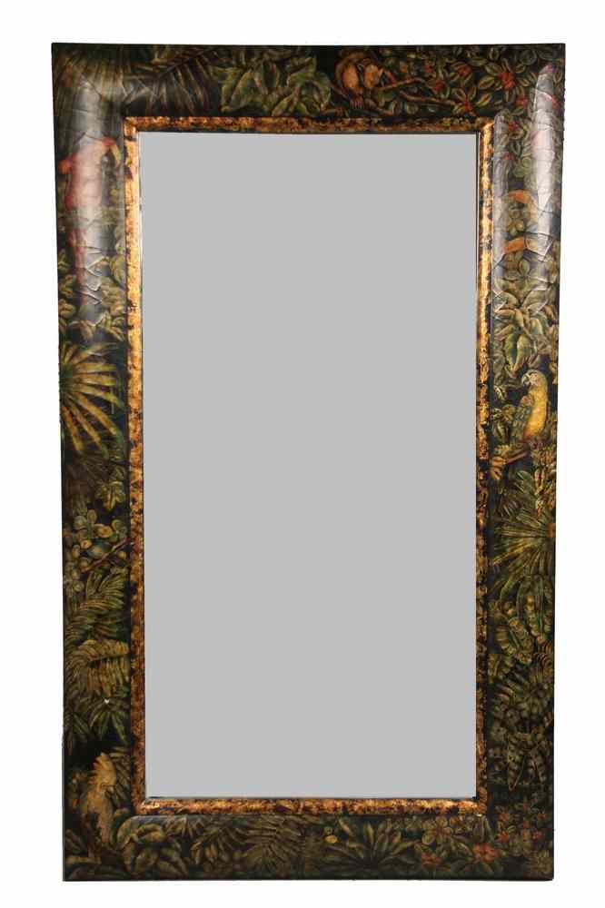 Appraisal: MONUMENTAL DECORATOR MIRROR - Full-Length Wall Mirror with substantial handpainted