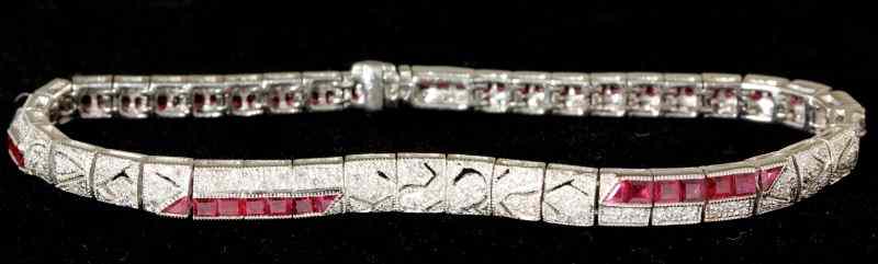 Appraisal: Art Deco Style Diamond and Ruby Braceletdesigned as a flexible