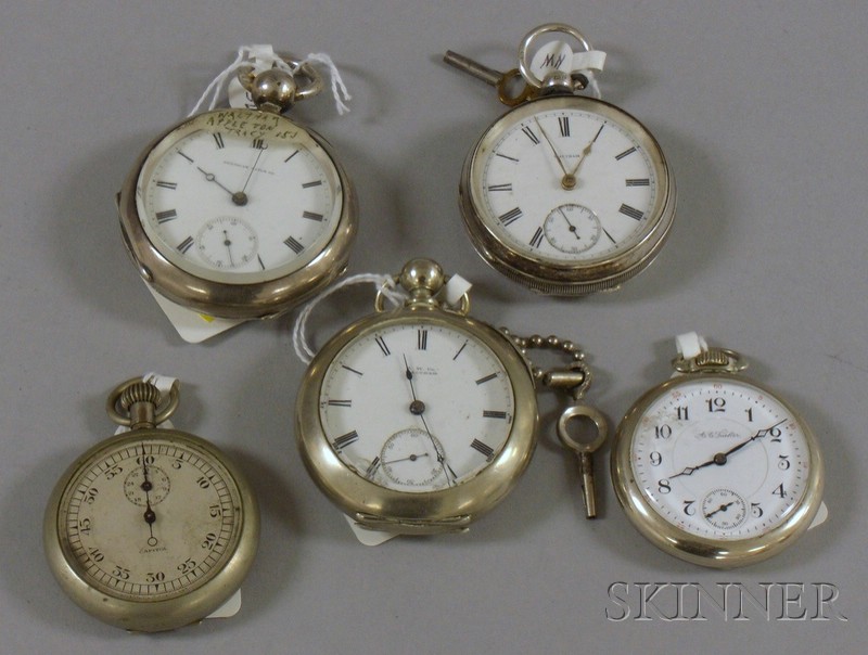 Appraisal: Group of Four Open Face Pocket Watches and a Swiss