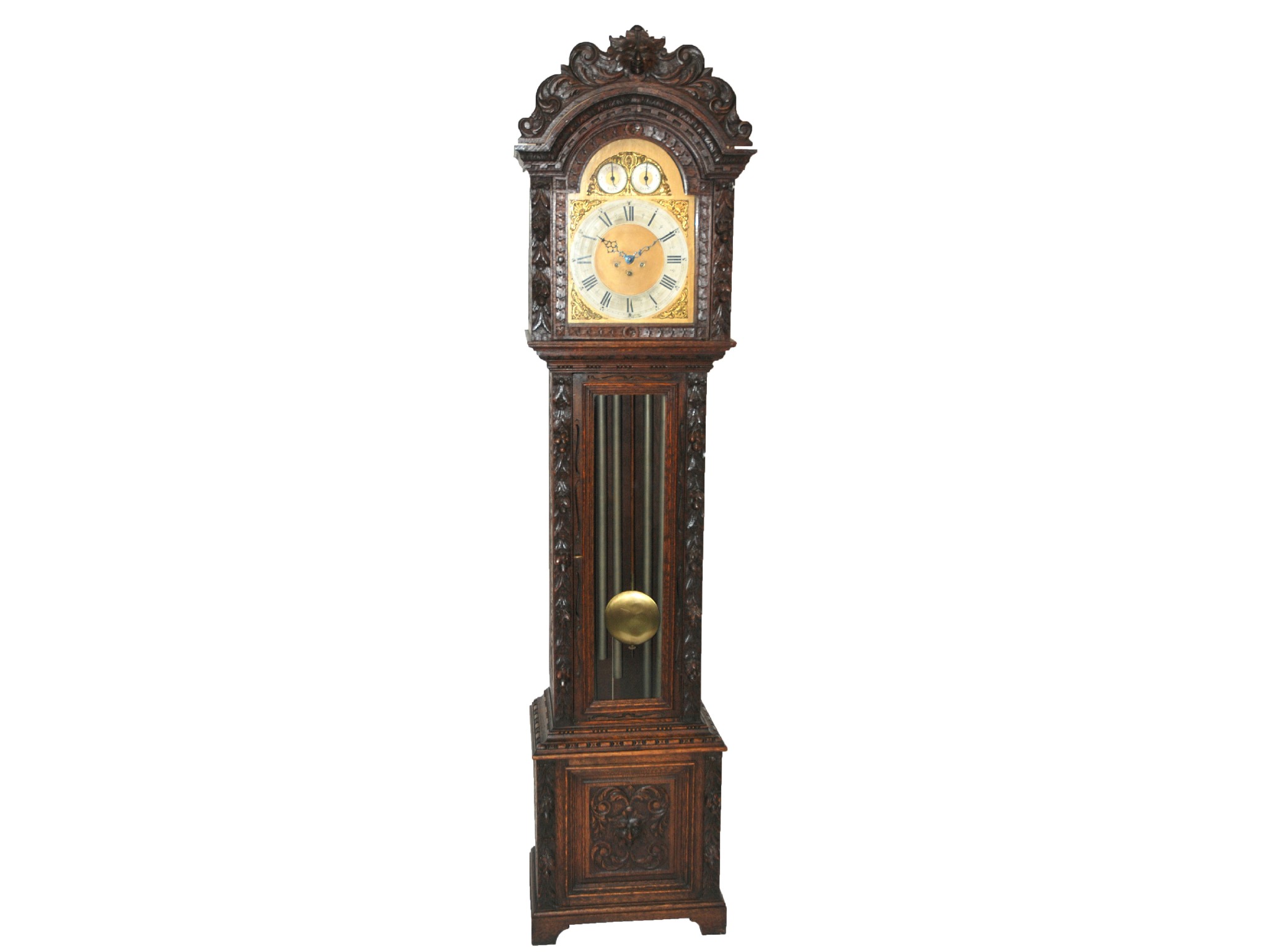 Appraisal: A Victorian oak longcase clockthe brass face with silvered dial