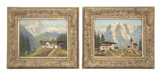 Appraisal: Humbert German th th century Alpine Cottage Scenes a group