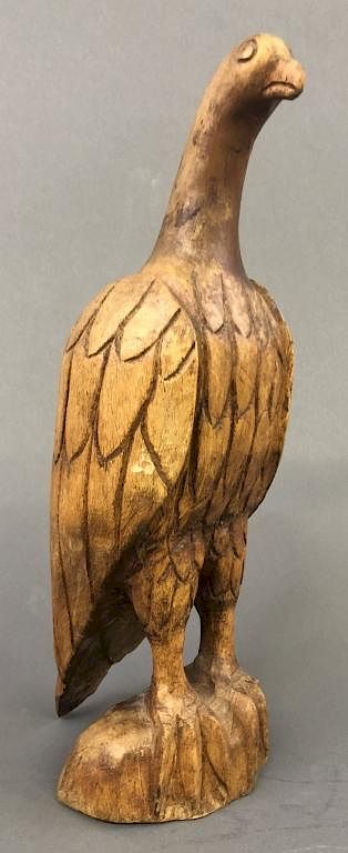 Appraisal: Folk Art Carved Standing Eagle Folk art wood carved standing