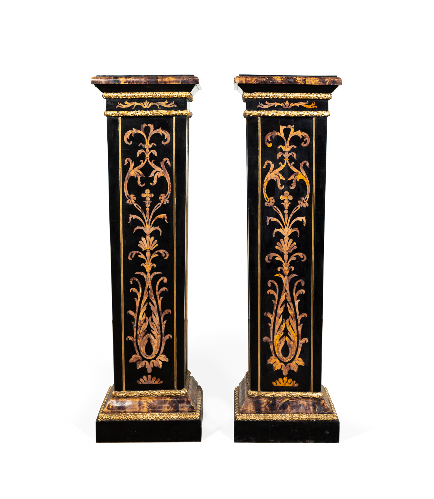 Appraisal: PAIR MAITLAND SMITH STYLE TESSELLATED PEDESTALS Pair of tall tessellated