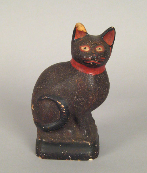 Appraisal: Chalk figure of a cat th c with polychrome decorated