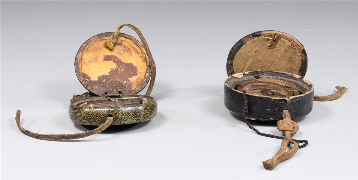 Appraisal: Group of two th century Chinese folding eyeglasses with leather