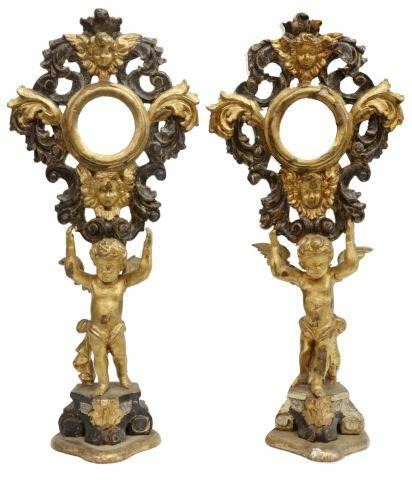 Appraisal: pair Large Italian figural giltwood reliquaries th c th c