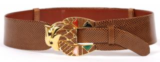 Appraisal: JUDITH LEIBER BURGUNDY KARUNG BELT WITH HAWK-FORM BUCKLE Burgundy karung