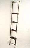 Appraisal: LADDER - Circa brass and wood library ladder Brass frame