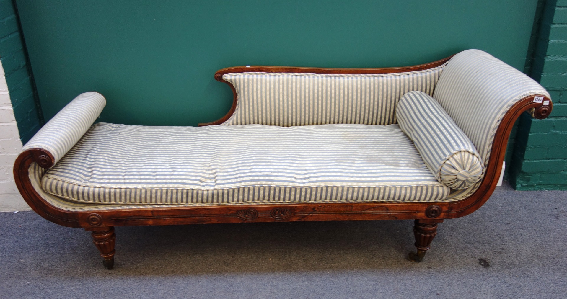 Appraisal: A Regency rosewood and faux rosewood chaise longue with shaped