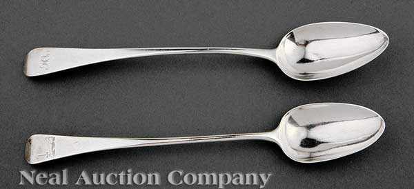 Appraisal: Two Georgian Sterling Silver Dressing Spoons downturned Old English pattern