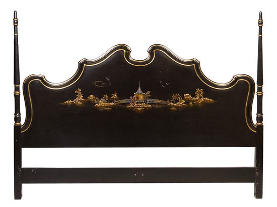 Appraisal: Sale Lot A Chinoiserie Decorated Poster Headboard with a gilt