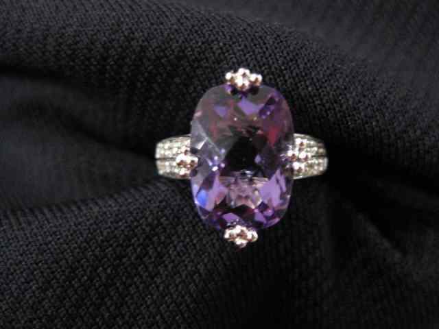 Appraisal: Amethyst Diamond Ring vivid fancy cut carat gem with carat