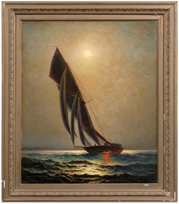 Appraisal: James Gale Tyler painting Greenwich Connecticut - yachting in the