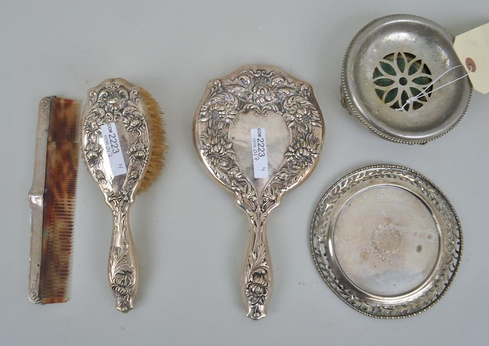 Appraisal: Estate Group Four Sterling Items comprising a three piece sterling