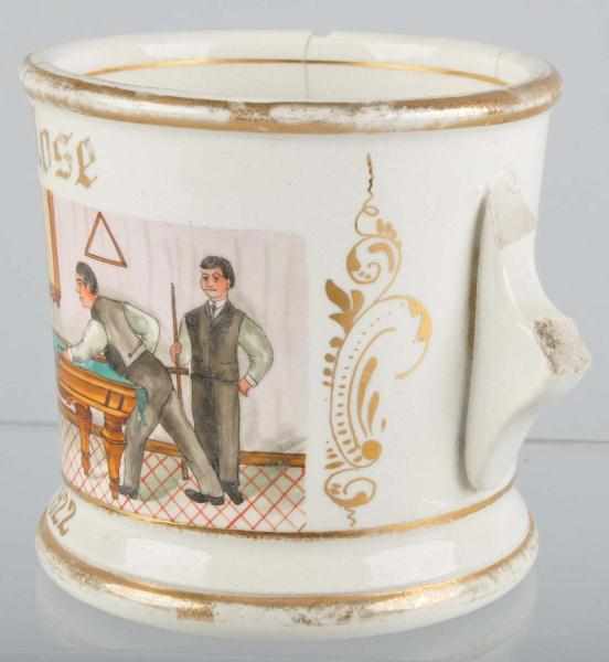 Appraisal: Pool Shooter Shaving Mug Description Marked Mose across top dated