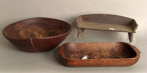 Appraisal: Treen bowl together with a trencher and sled seat