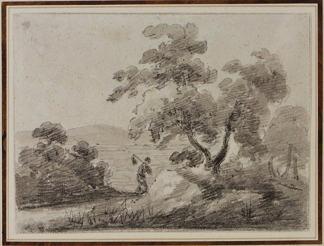 Appraisal: FOLLOWER OF THOMAS GAINSBOROUGHA lakeside landscape with traveller by trees