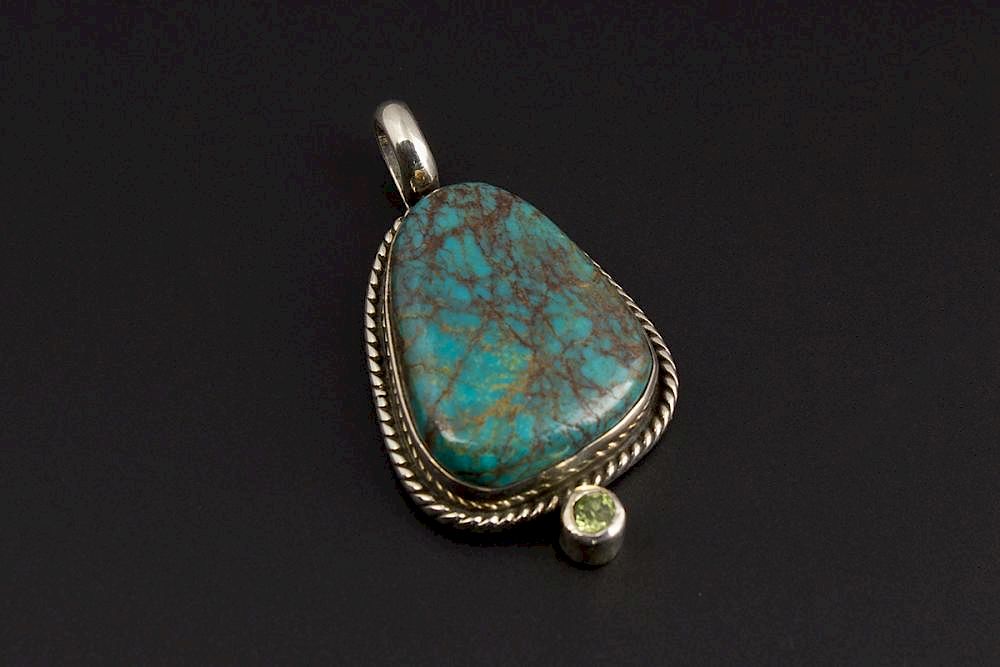 Appraisal: Navajo Turquoise Pendant Simple Navajo Sterling Silver pendant with estimated