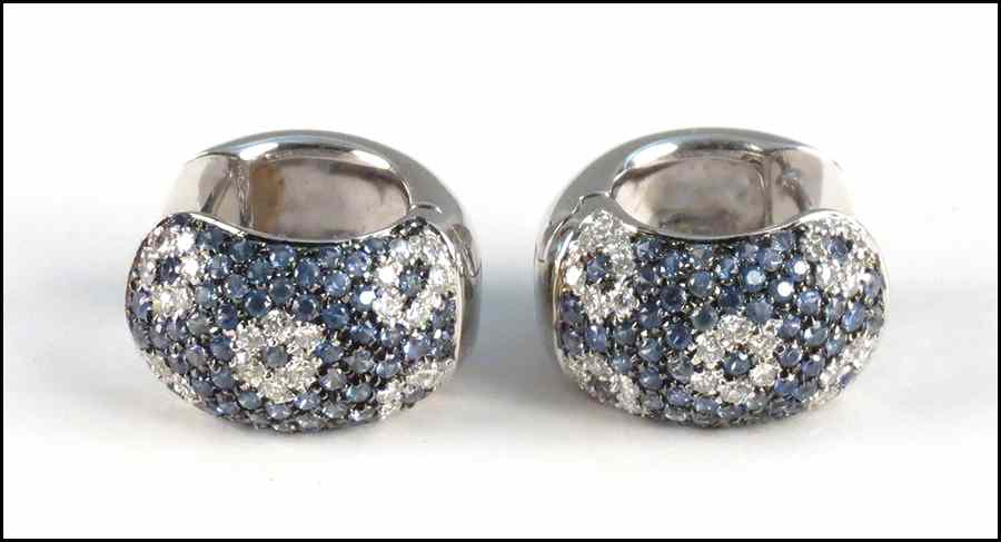 Appraisal: PAIR OF SAPPHIRE DIAMOND AND KARAT WHITE GOLD EARRINGS diamonds