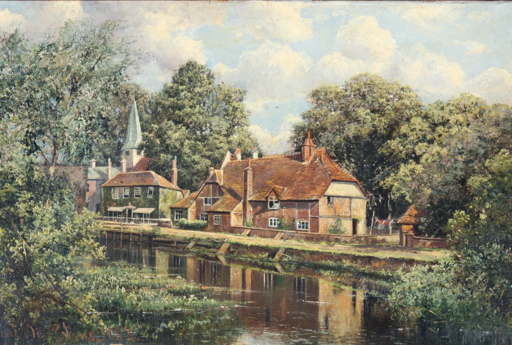 Appraisal: WHITCHURCH ON THAMES BY FREDERICK BUCKSTONE England - Oil on