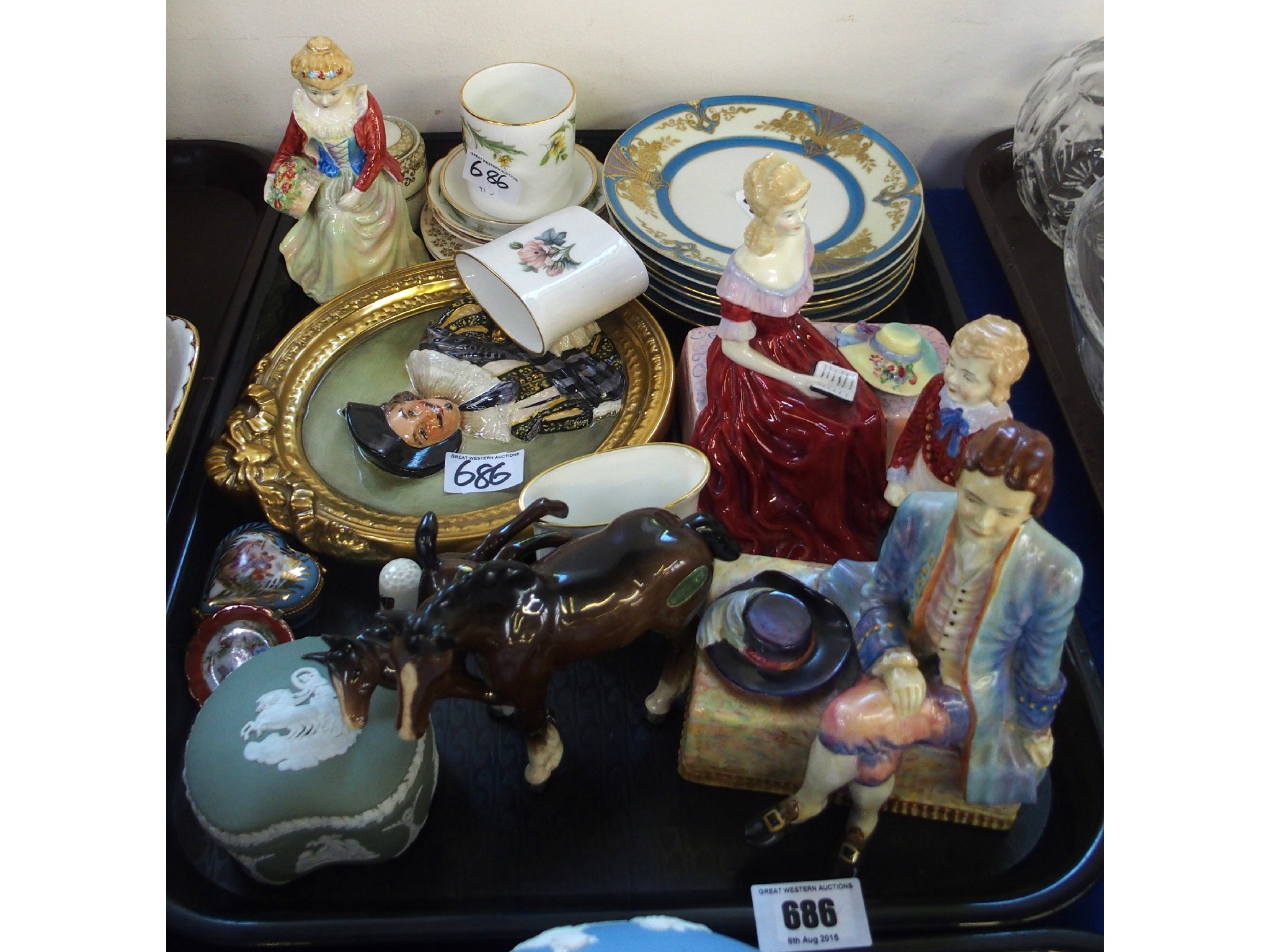 Appraisal: Tray comprising Paragon figural groups and a pair of Paragon