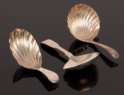 Appraisal: A George III silver caddy spoon IG London with shell