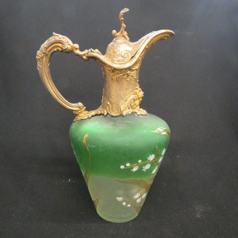 Appraisal: French Cameo Art Glass Claret Jug enameled floral gold on