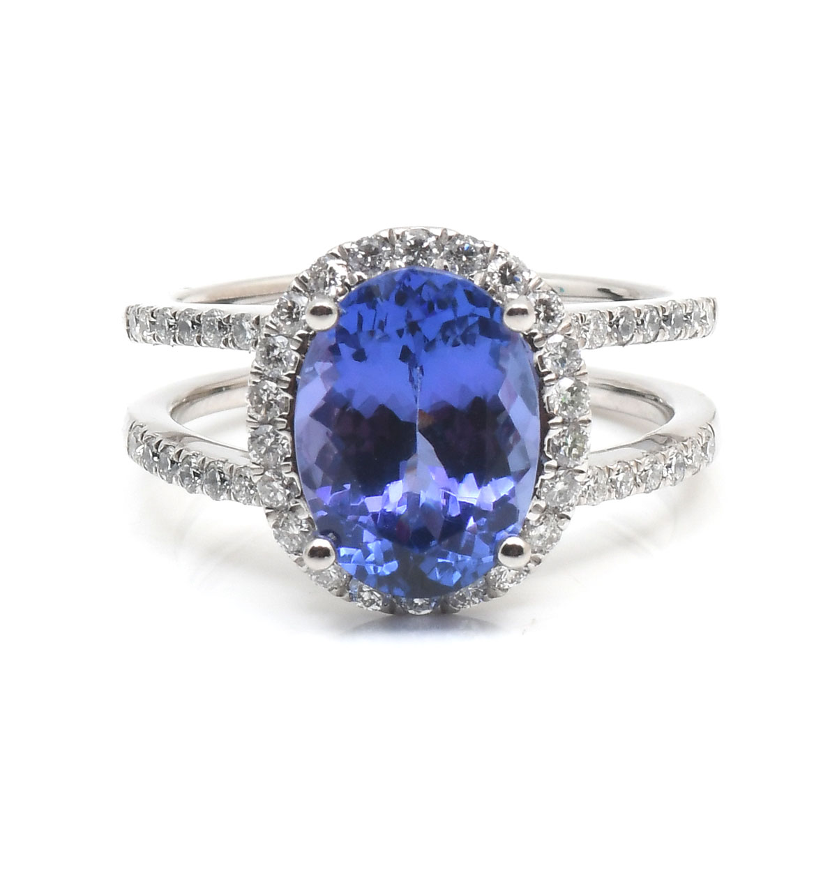 Appraisal: PLATINUM CT TANZANITE DIAMOND RING Platinum CT simply beautiful tanzanite