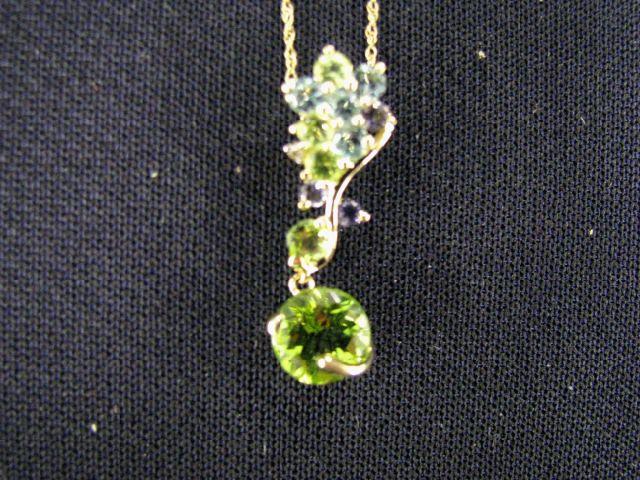 Appraisal: Gemstone Pendant peridot blue topaz amethyst with k chain