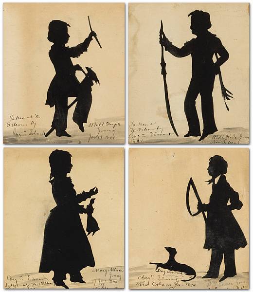 Appraisal: Four silhouette portraits of the Young family of New Orleans