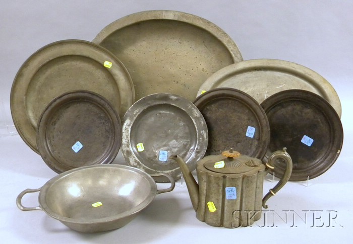 Appraisal: Six Pieces of Pewter Tableware and Three Tin Plates an